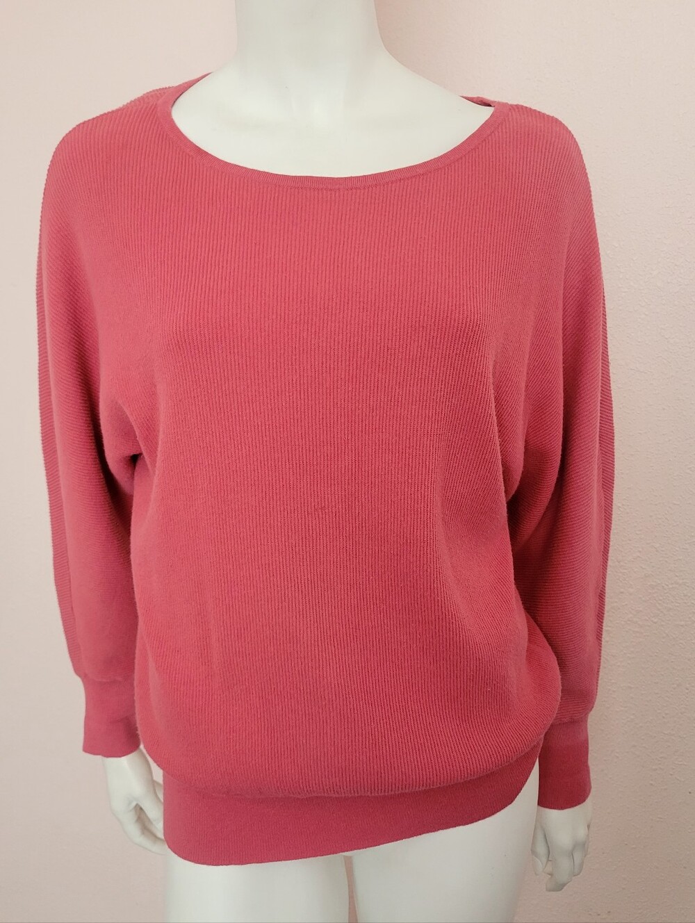 Chico's Cotton Cashmere Blend Ribbed Knit Sweater Pink Size 1 / Medium